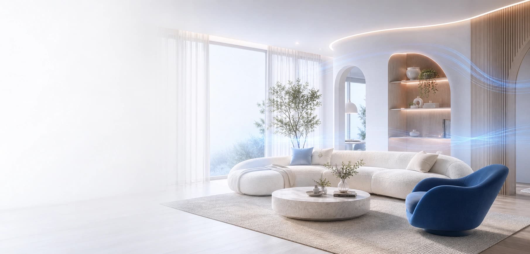 Creative AI-inspired modern living room interior